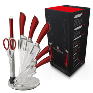 8-Piece Knife Set w/ Acrylic Stand Burgundy Collection