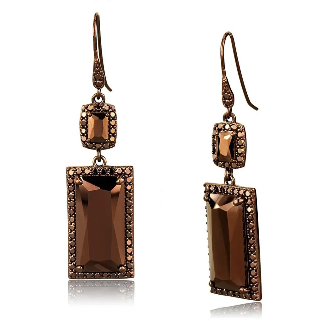 Coffee light Brass Earrings with AAA Grade CZ  in Light Coffee