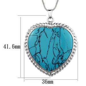 Silver 925 Sterling Silver Necklace with Synthetic Turquoise in Sea Blue