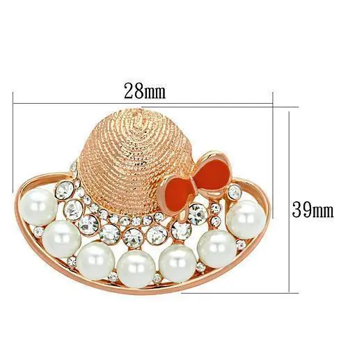 Flash Rose Gold White Metal Brooches with Synthetic Pearl in White