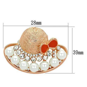 Flash Rose Gold White Metal Brooches with Synthetic Pearl in White