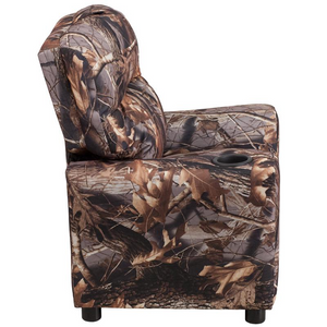 Contemporary Camouflaged Fabric Kids Recliner with Cup Holder