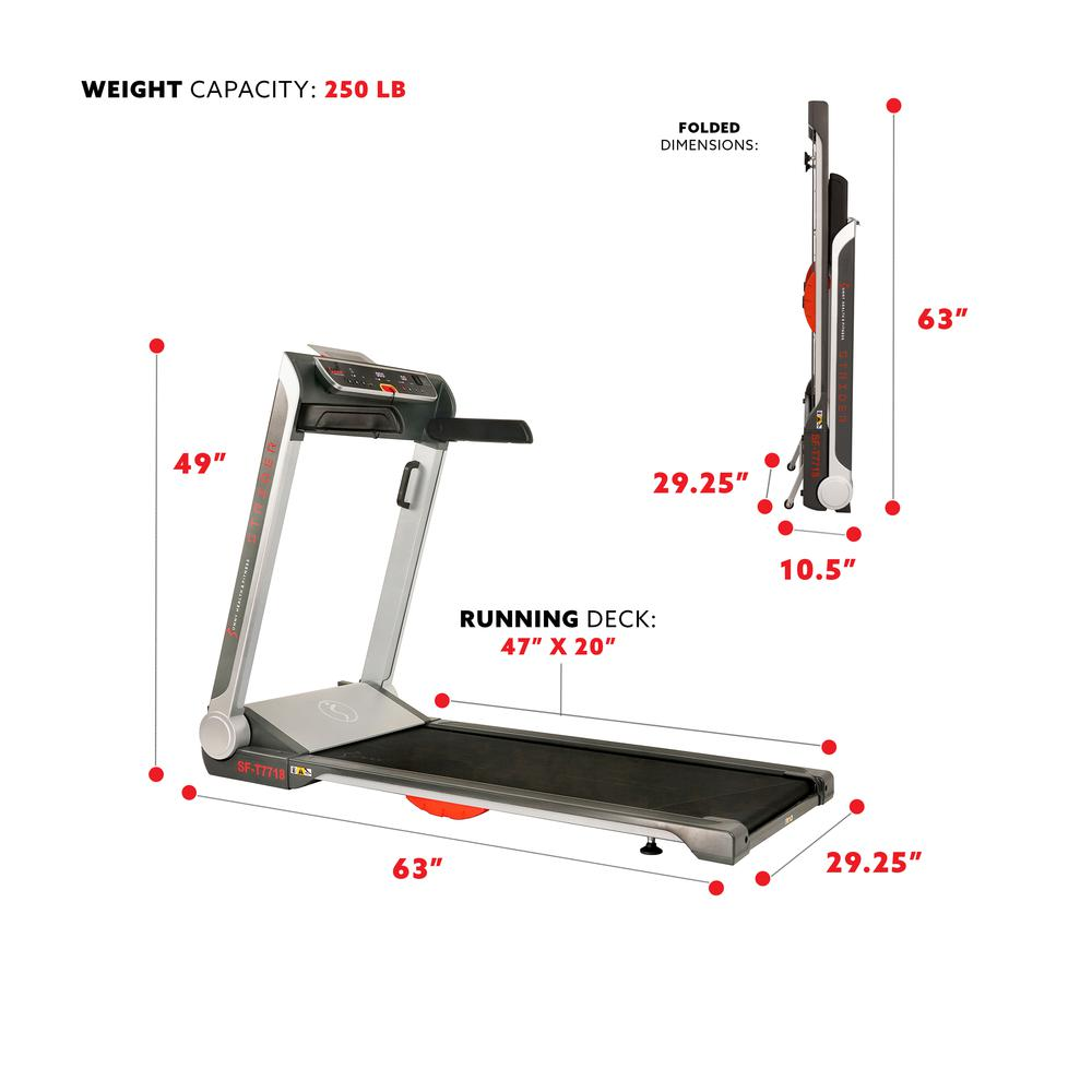 Sunny Health & Fitness Strider Treadmill with 20" Wide LoPro Deck