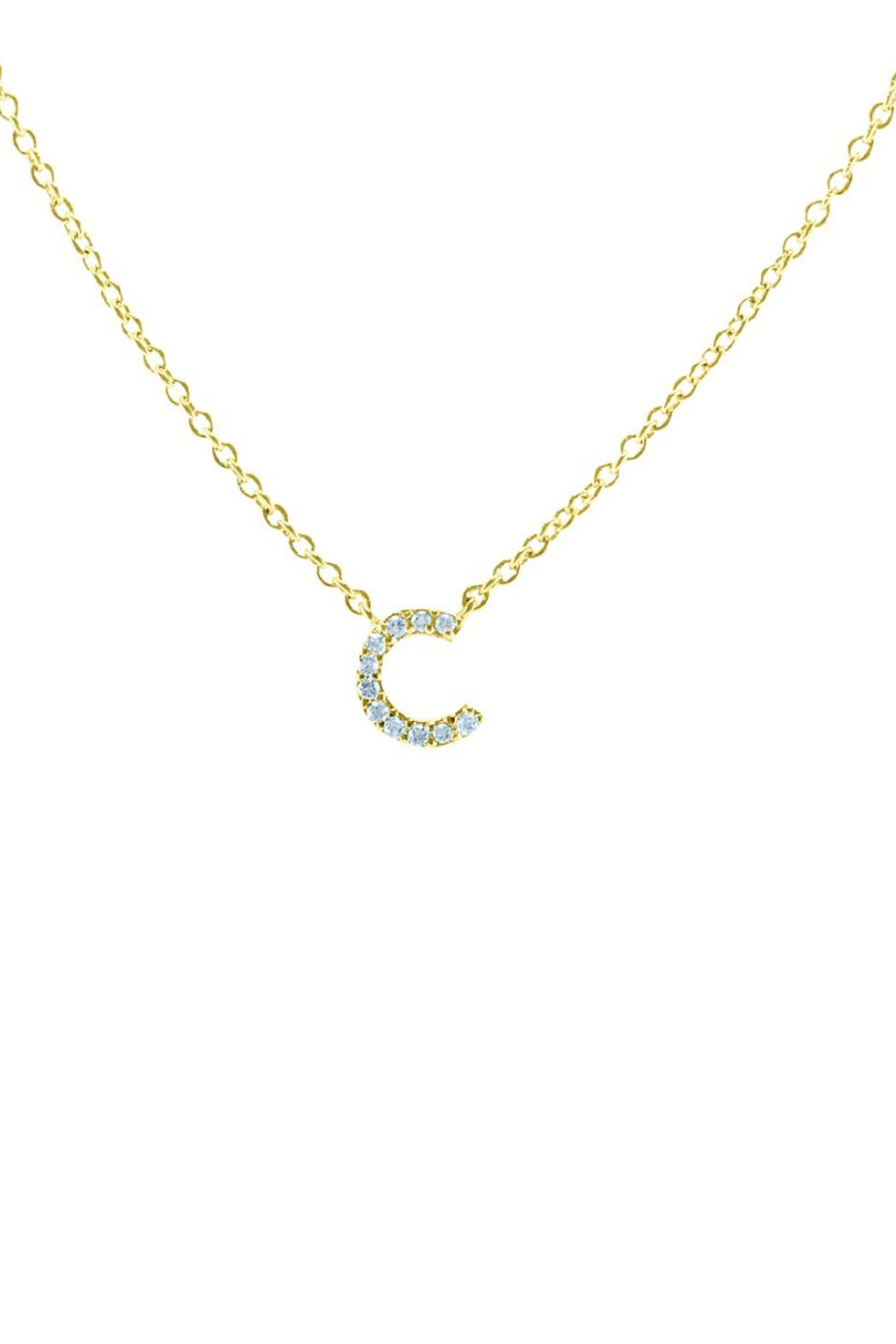 Block CZ Initial Necklace