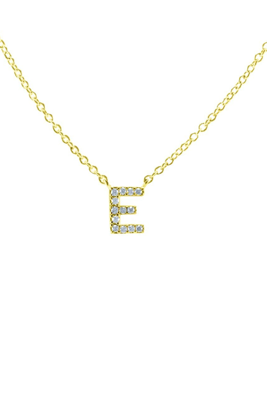 Block CZ Initial Necklace