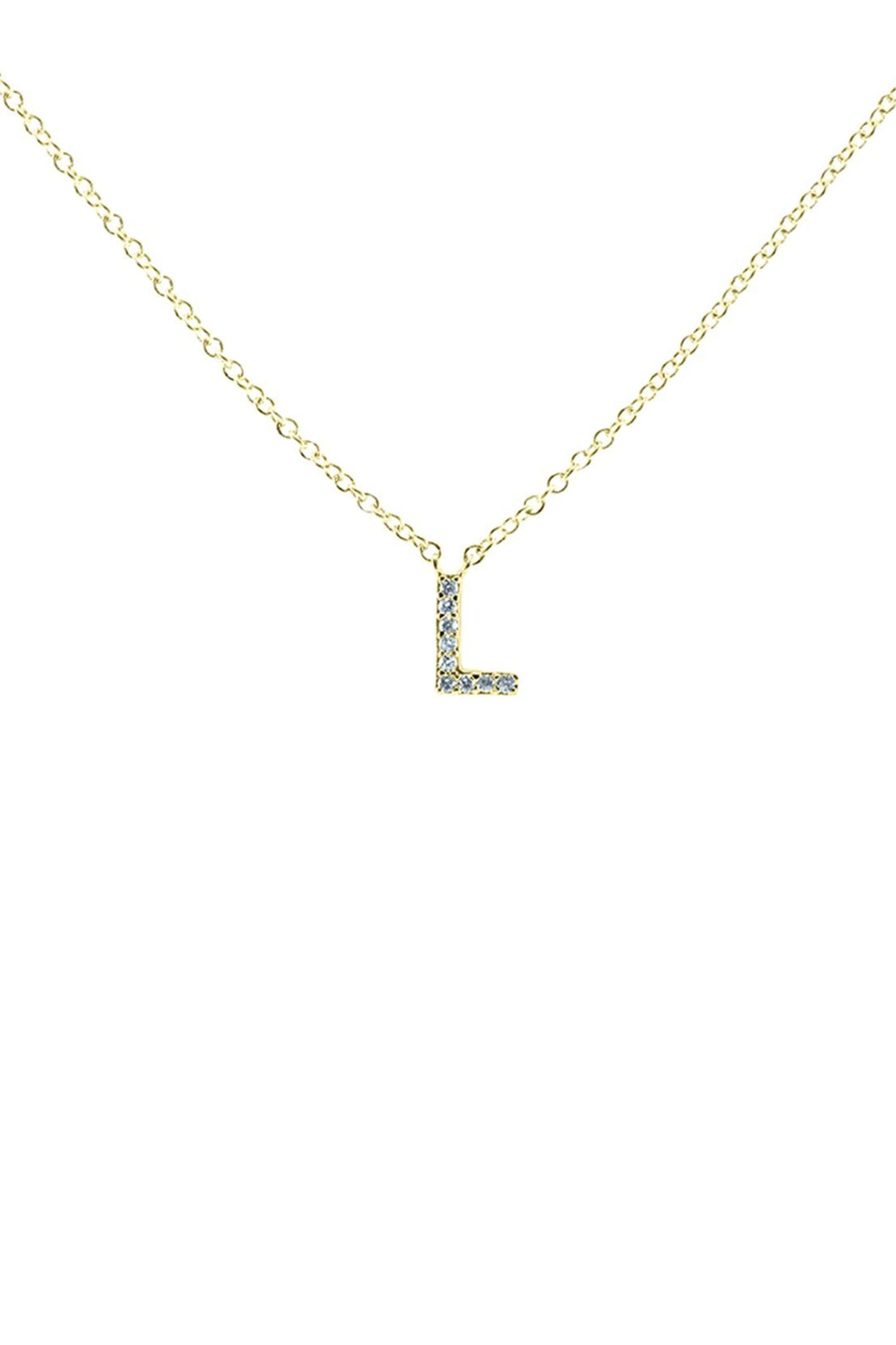 Block CZ Initial Necklace