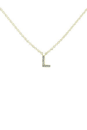 Block CZ Initial Necklace