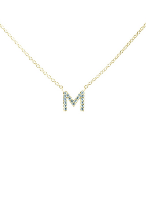 Block CZ Initial Necklace