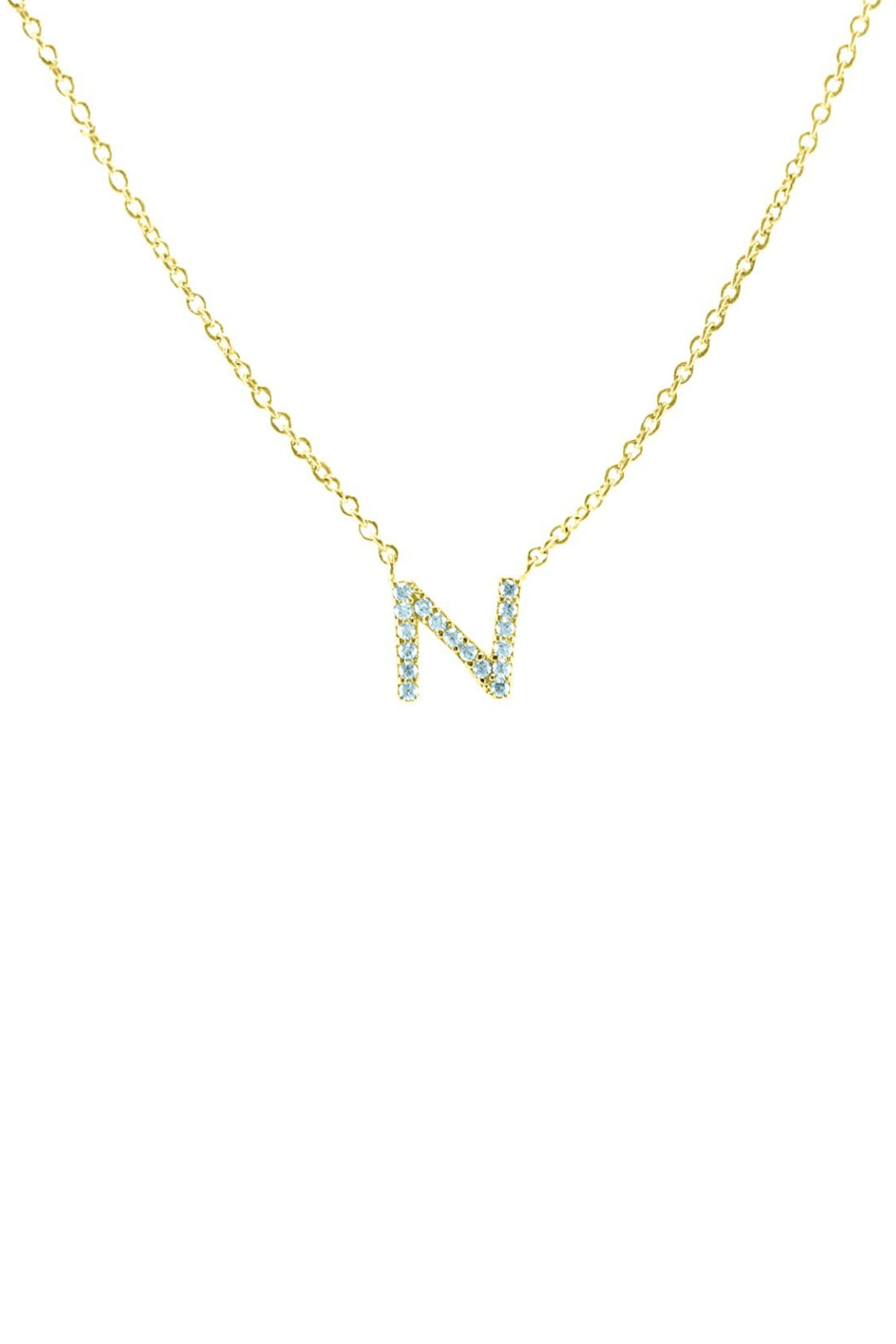 Block CZ Initial Necklace