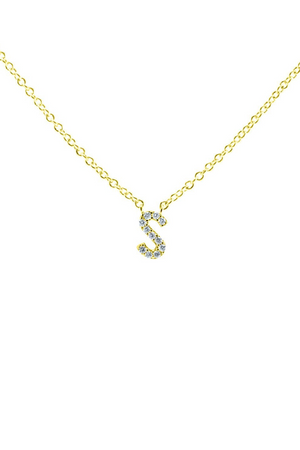 Block CZ Initial Necklace