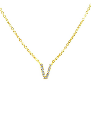 Block CZ Initial Necklace