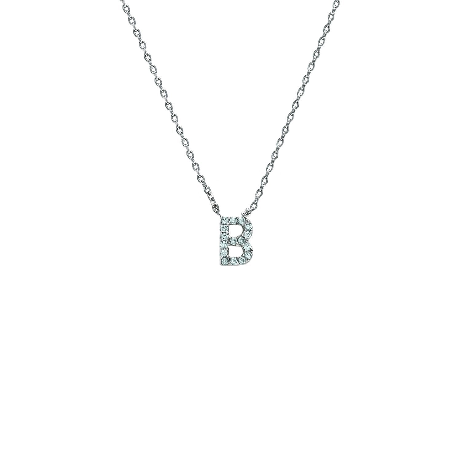 Block CZ Initial Necklace