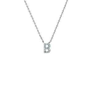 Block CZ Initial Necklace