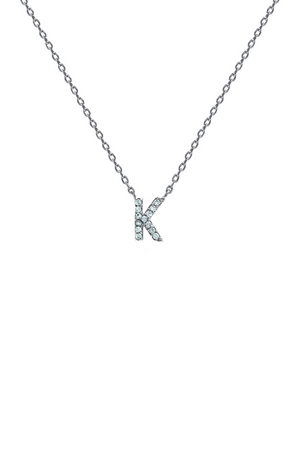 Block CZ Initial Necklace