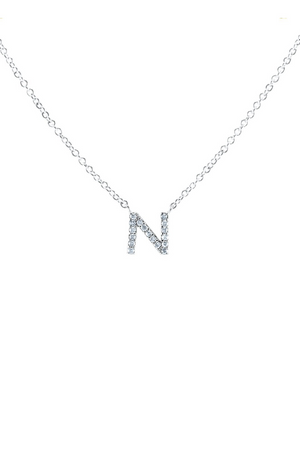 Block CZ Initial Necklace