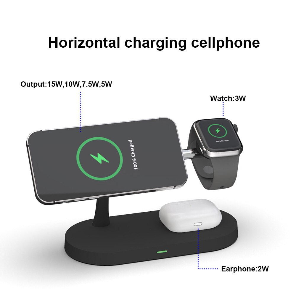 3 in 1 Magnetic Wireless Charger 15W Fast Charging Station for Magnet iPhone 12 pro Max Chargers for Airpods pro Apple Watch