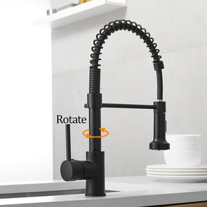 Black Kitchen Faucets  Brass Faucets for Kitchen Sink  Single Lever Pull Out Spring Spout Mixers Tap Hot Cold Water Crane