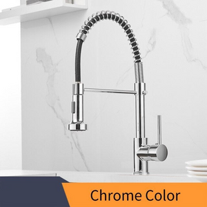 Black Kitchen Faucets  Brass Faucets for Kitchen Sink  Single Lever Pull Out Spring Spout Mixers Tap Hot Cold Water Crane