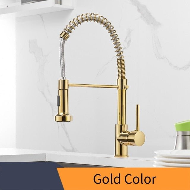 Black Kitchen Faucets  Brass Faucets for Kitchen Sink  Single Lever Pull Out Spring Spout Mixers Tap Hot Cold Water Crane
