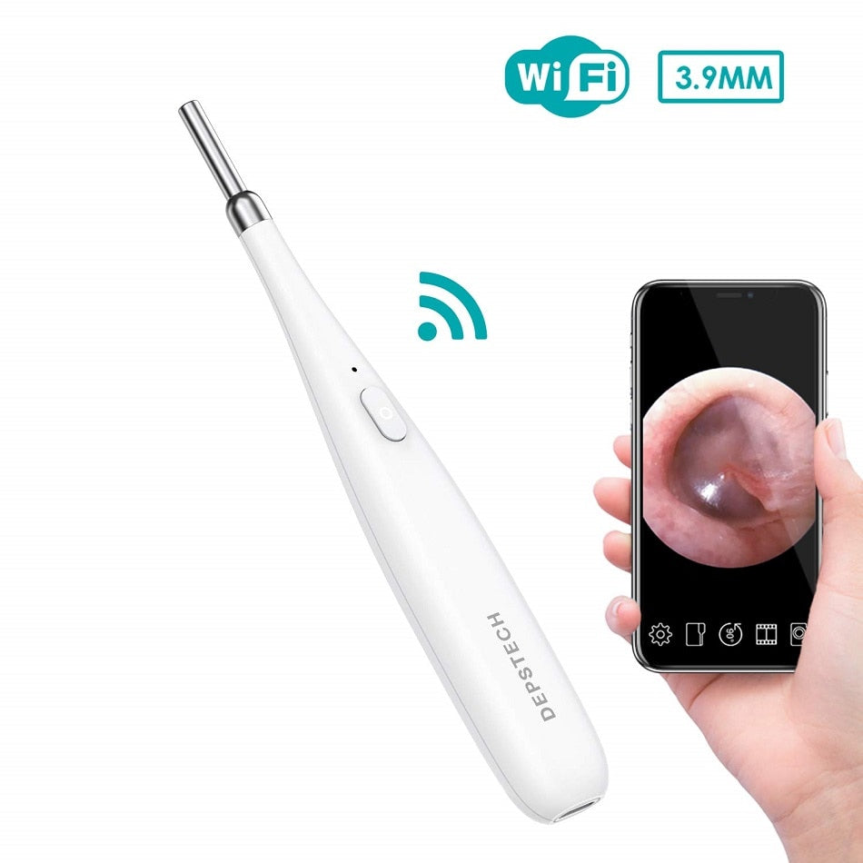 Upgraded 3.9mm Wireless Otoscope Ultra-Thin WiFi HD Ear Inspection Camera Ear Endoscope with 6 Adjustable LED Lights iOS Android