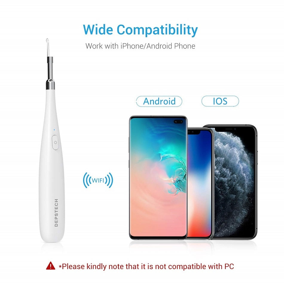 Upgraded 3.9mm Wireless Otoscope Ultra-Thin WiFi HD Ear Inspection Camera Ear Endoscope with 6 Adjustable LED Lights iOS Android