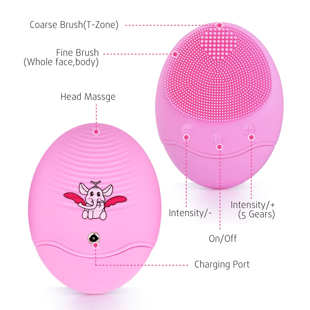 Electric Facial Cleaning Brush Cleanser Massage Skin Face Care Mini Washing Machine Waterproof Silicone Dirt Remove SPA Tool