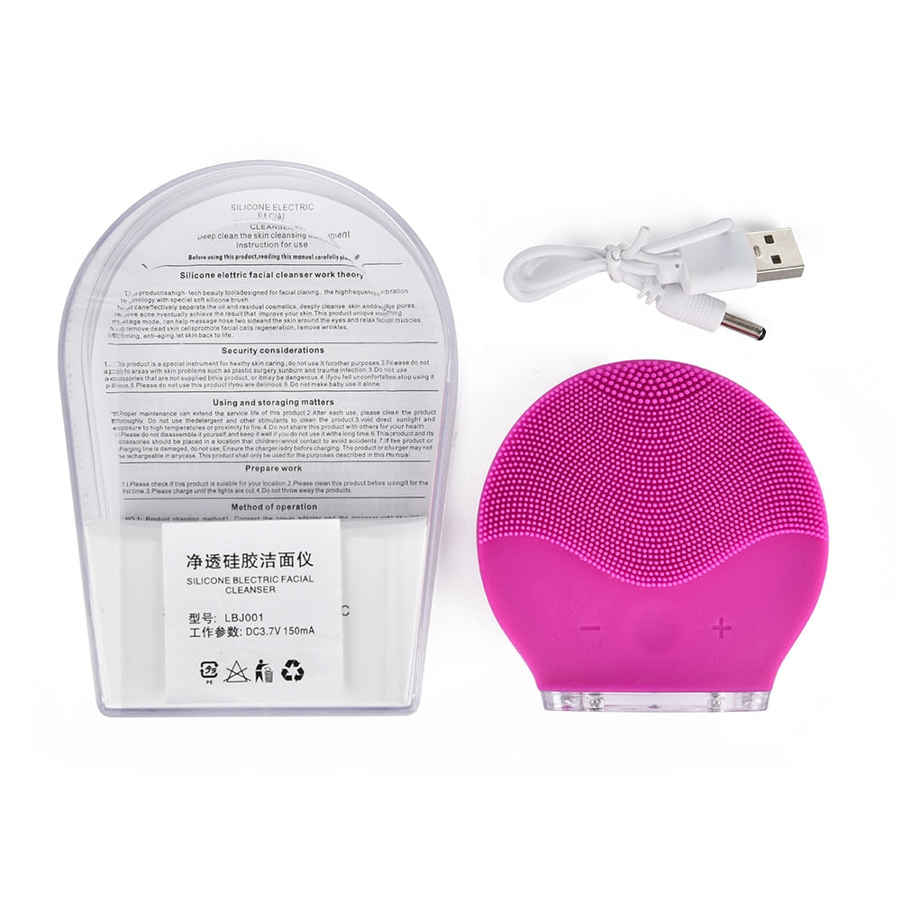 Electric Facial Cleaning Brush Cleanser Massage Skin Face Care Mini Washing Machine Waterproof Silicone Dirt Remove SPA Tool