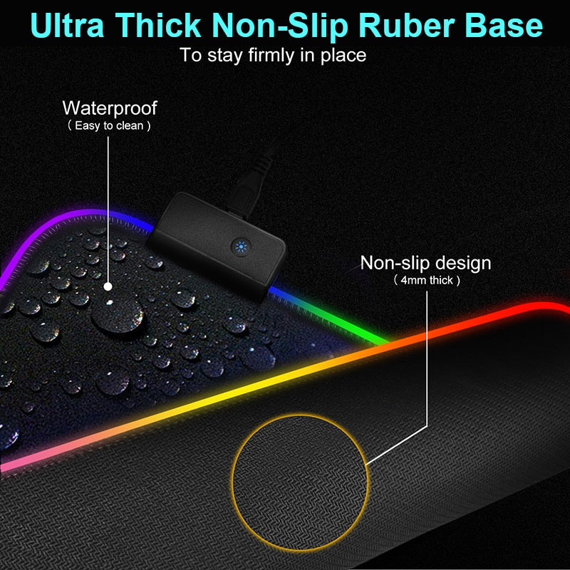 RGB Mouse Pad Gaming Mouse Pad Computer Large Mousepad Backlit XXL Mouse Pads LED Gamer Mause Carpet 900x400 Desk Mat For CS