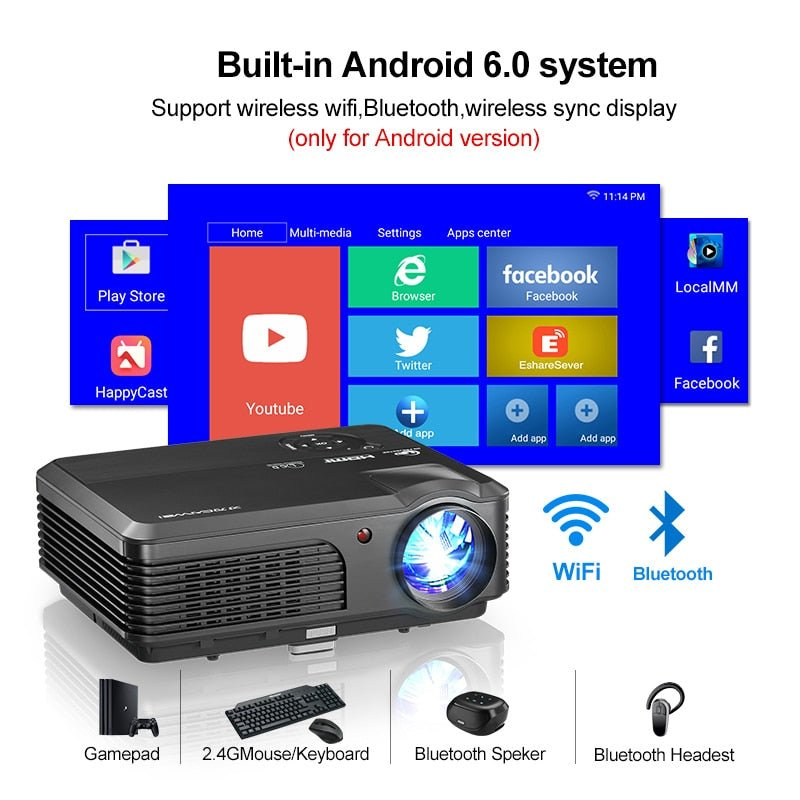 1080p Projector Full HD Home Projector Theater Smart Android WiFi LCD LED Video Beamer For Smartphone Projector