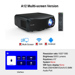 Full HD Projector A12 1920x1080P Android 6.0 (2G+16G) WIFI LED MINI Projector Home Cinema HDMI 3D Video Beamer for 4K