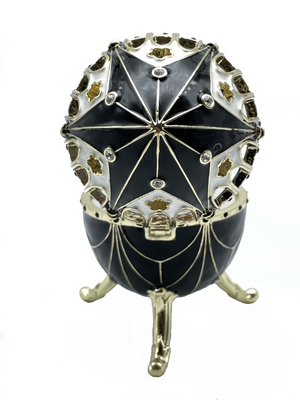 Black and Gold Faberge Egg with Horse Carousel Surprise Inside