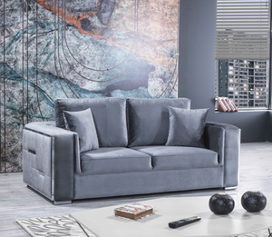 Regina Silver Gray Velvet Living Room Set