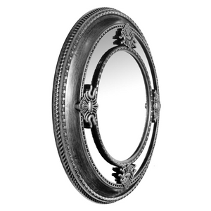 23 in Decorative Round Wall Mirror, with a Antique Silver Frame