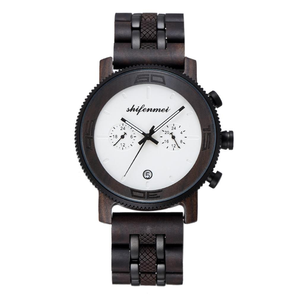 2022 New Men's Fashion Alloy Room Wooden Quartz Watch