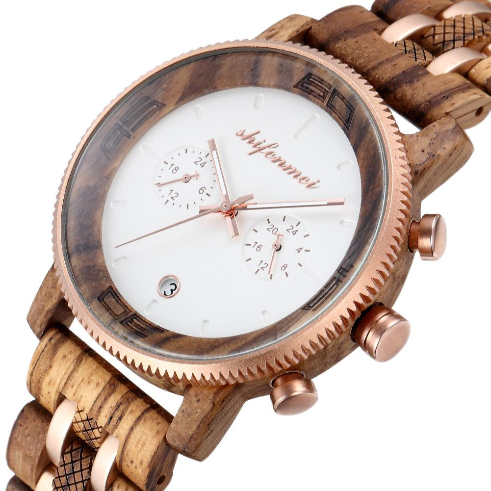 2022 New Men's Fashion Alloy Room Wooden Quartz Watch