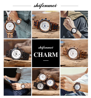 2022 New Men's Fashion Alloy Room Wooden Quartz Watch