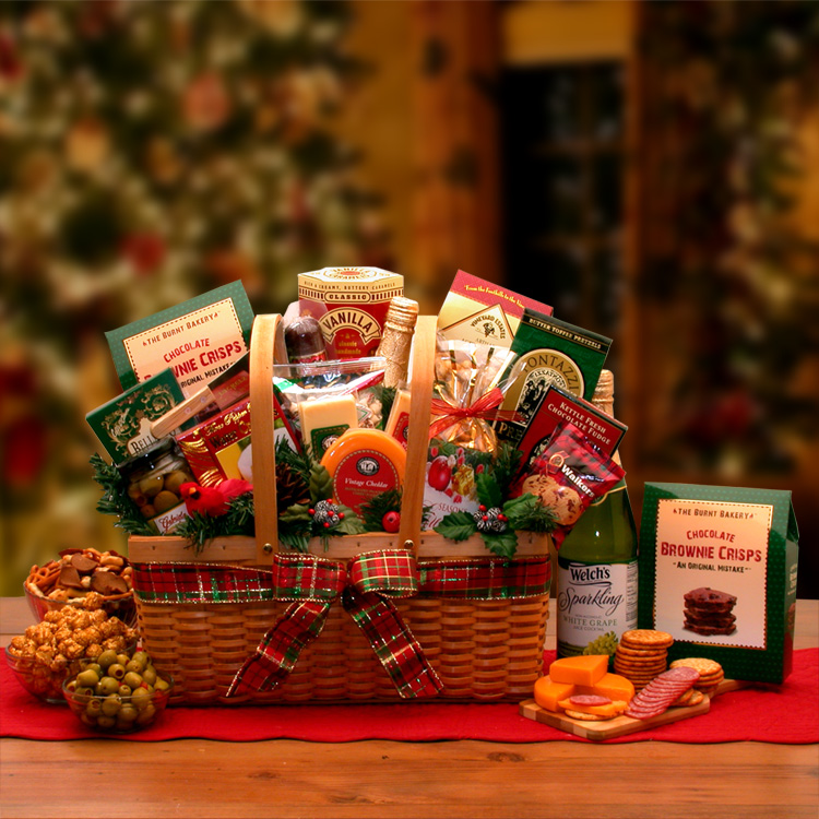 Holiday Greetings Gourmet Gift Hamper- Christmas gift basket - Holiday Gift Basket