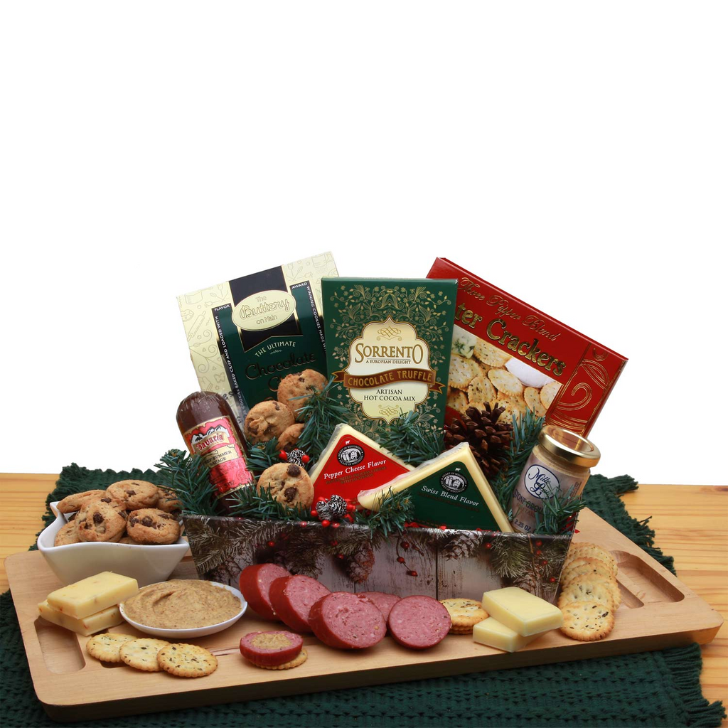 A Rustic Winter  Holiday Tray- Christmas gift basket - Holiday Gift Basket