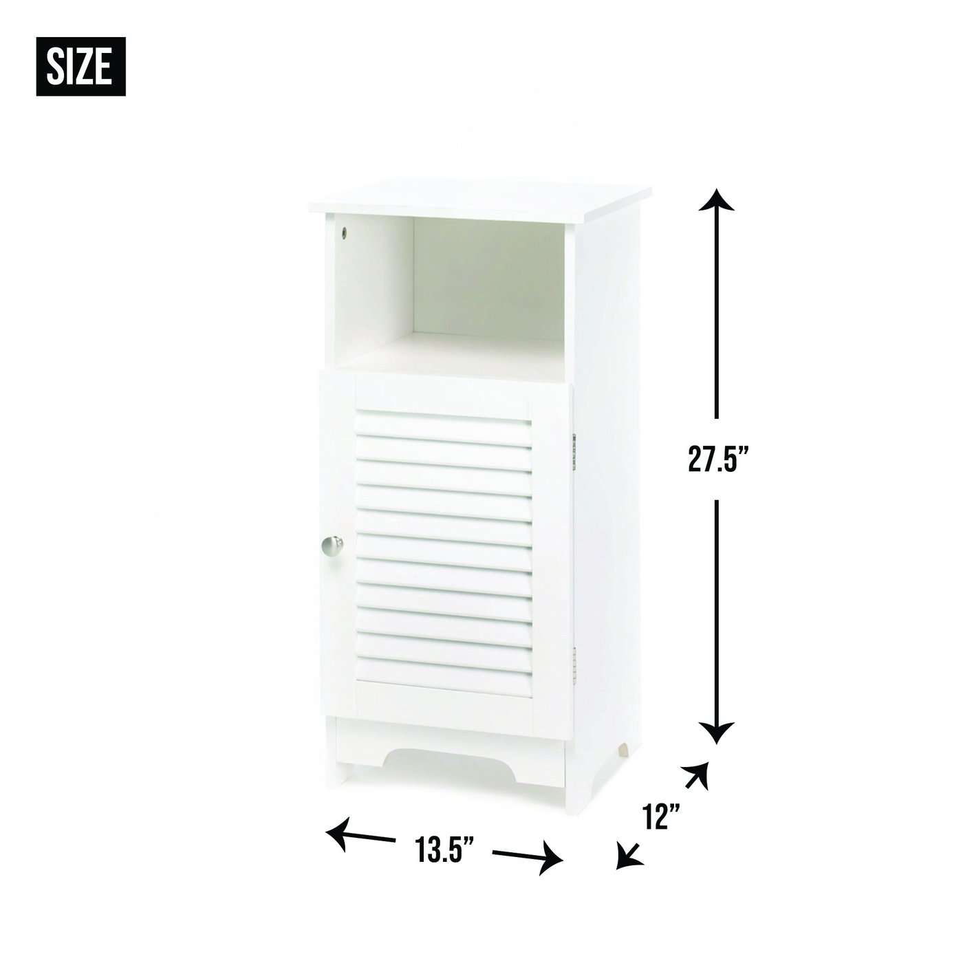 White Slatted Cabinet with Shelf