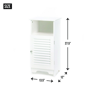 White Slatted Cabinet with Shelf